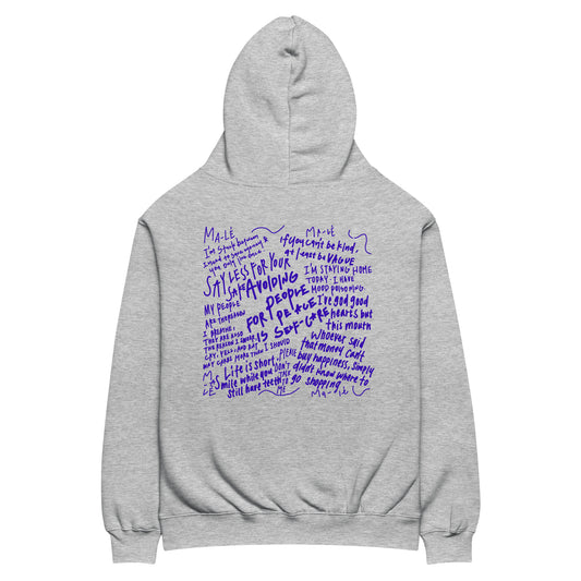 unisex handwritten oversized hoodie "random thoughts"