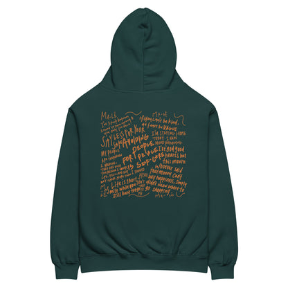 unisex handwritten oversized hoodie "random thoughts"